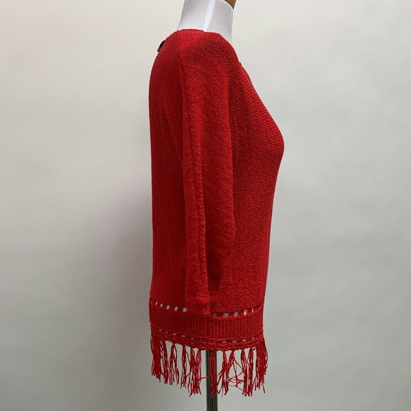 Easywear by Chico's Women's Top 0 Small 4 Red Firebelle Teena Fringe NWT - Picture 6 of 10
